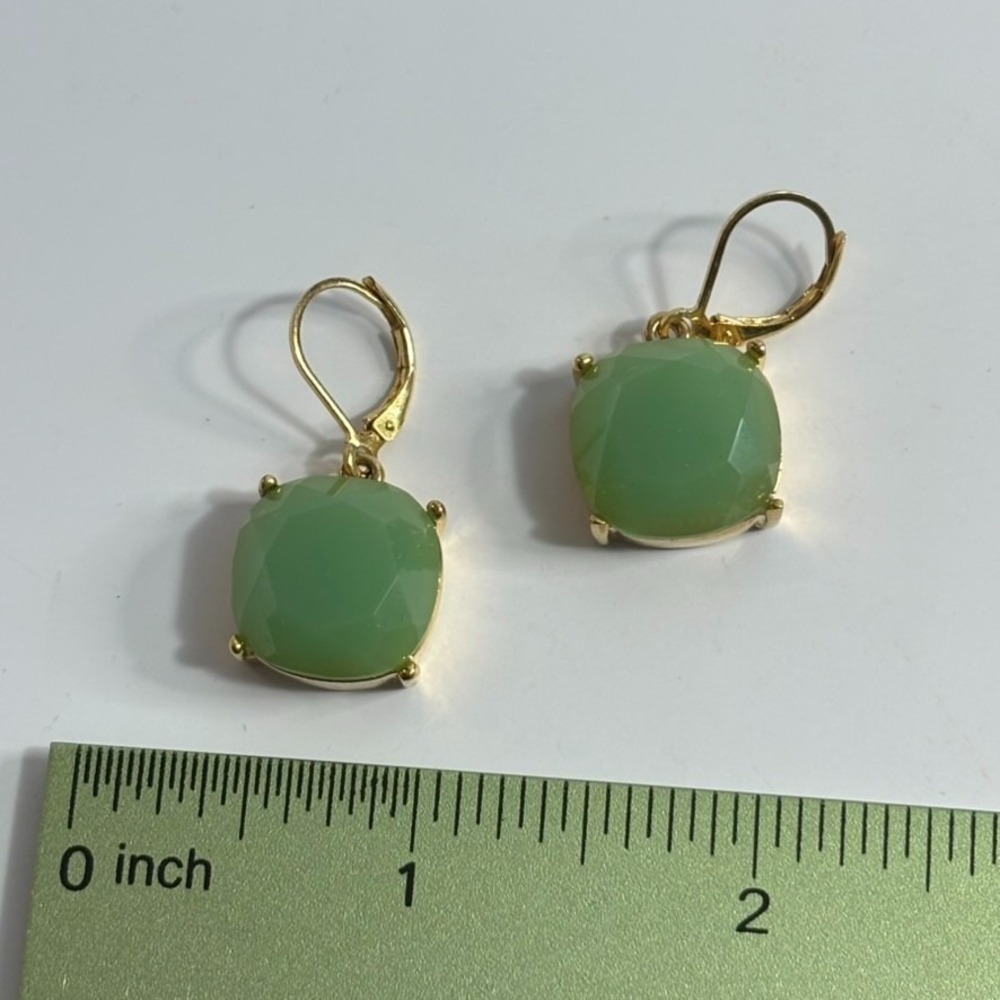 Earring Green Stone Joan Rivers Classic Collection Square Cushion Cut - Picture 8 of 8